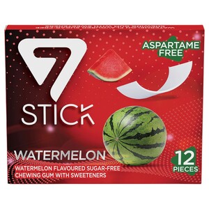 7 Stick Gum Watermelon Sugar Free 12 Pieces 33G