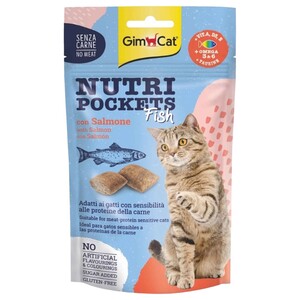 Gimcat Nutri Pockets Cat Treats With Salmon For Meat Protein Sensitive 60G