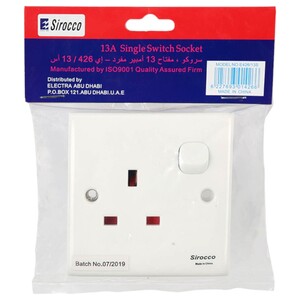 Sirocco Switch Socket Single 13Amp E426/13S