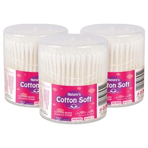 Nature's Cotton Soft Buds 200 Pieces X3