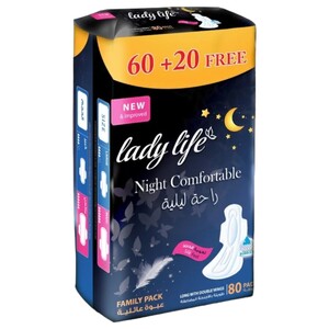 Lady Life Night & Comfortable Maxi Pads 60+20 Pads