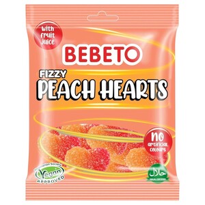 Bebeto Jelly Fizzy Peach Hearts 150G