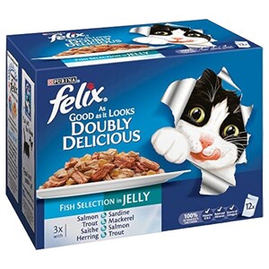 Felix Cat Food Doubly Delicious Fish Selection In Jelly 12 Pieces 85G
