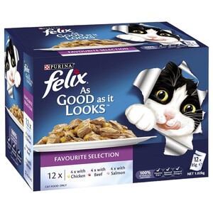 Felix Cat Food Assorted Favourite Selection Jelly 12 Pieces 85G
