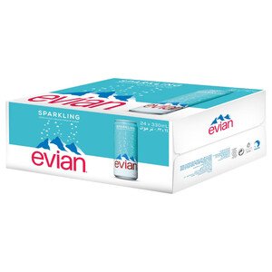 Evian Sparkling Water Can 330Ml X24