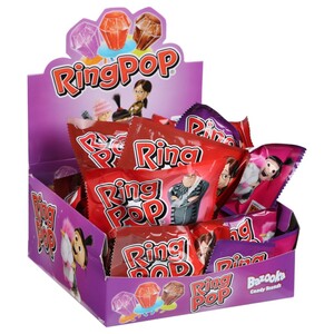 Bazooka Ring Pop Strawberry Cola Candy 24 Pieces 10G