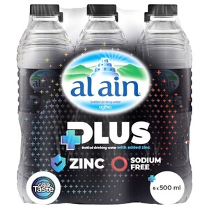 Al Ain Plus Water Fortified With Zinc & Sodium Free 500Ml X6