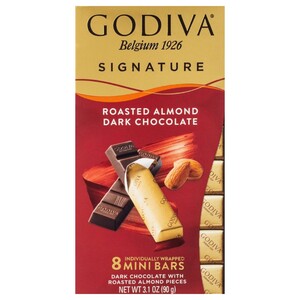 Godiva Chocolate Mini Bars Signature Roasted Almond Dark Chocolate 90G