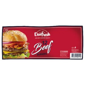 Dewfresh 12 Beef Burgers 680G