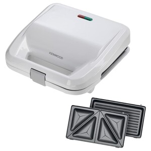 Kenwood 2 In 1 Sandwich Maker & Grill With 2 Sets Of Non-Stick Grilling And Toasted Sandwiches, White, Smp02.000Wh