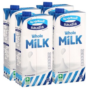 Saudia Uht Milk Whole Fat 1L X4