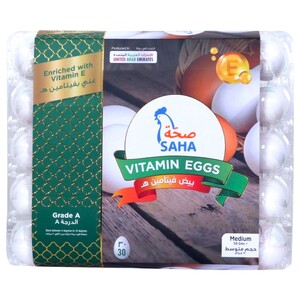 Saha Vitamin E Medium Eggs White 30 Pieces