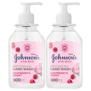 Johnson's Vita-Rich Hand Wash Raspberry & Peony 300Ml X2