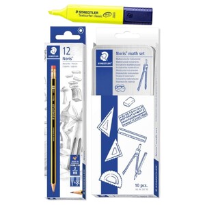 Staedtler Noris Geometry Set + Hb2 Pencils 12 Pieces+ Highlighter