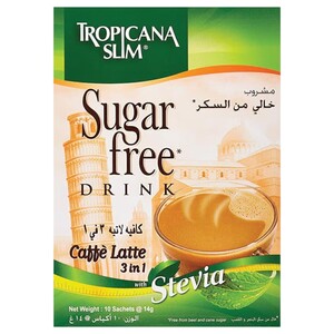 Tropicana Slim Caffe Latte With Stevia Sugar Free Drink 10 Pieces 14G