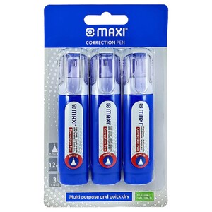 Maxi Correction Pen Metal Tip 12Ml In A Blister Card 3 Pieces