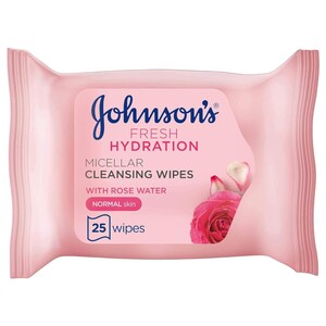 Johnson's Facial Wipes Micellar Cleansing Rose Water 25 Wipes