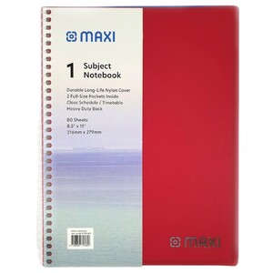 Maxi H/C Notebook Subject 1 Spiral 80 Sheets 11 Inch X8.5 Inch Mx-11-Hcsub1