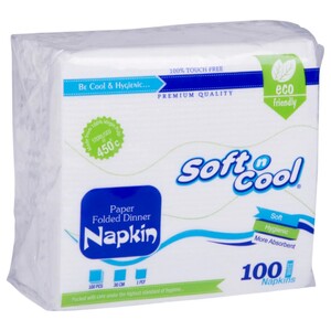 Soft N Cool 30Cm Folded Paper Napkins 1Ply