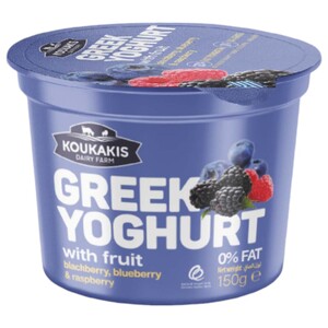 Koukakis Greek Yoghurt With Blackberry Blueberry & Raspberry 0% Fat 150G