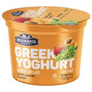 Koukakis Greek Yoghurt Peach, Apricot & Grape 0% Fat 150G