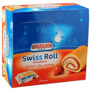 Americana Half Swiss Roll Strawberry 55G X12