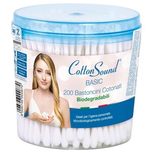 Cotton Sound Cotton Buds Swabs White Round 200 Pieces