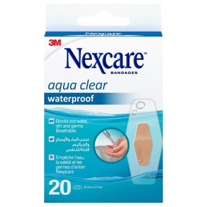 Nexcare Bandages Waterproof Aqua Clear 20 Pieces