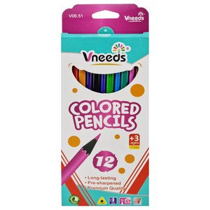Vneeds Colored Pencils +3 Ages 7" 12 Pieces