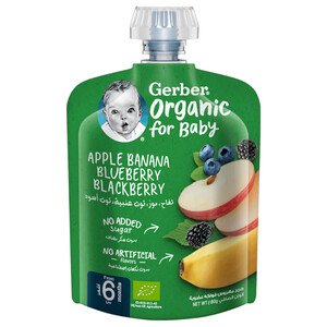 Gerber Organic Puree Apple Banana Blueberry Blackberry 90G