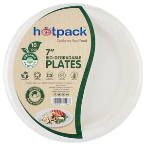 Hotpack Organic Eco-Friendly White 7 Inch Plates Plastic Free