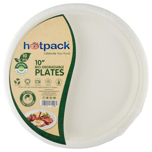 Hotpack Organic Eco-Friendly White 10 Inch Plates Plastic Free