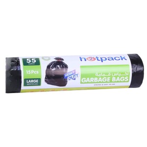 Hotpack Eco-Friendly Large Black 55 Gallon Garbage Bags 80X110cm