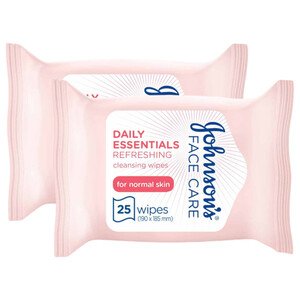 Johnson's Daily Essential Refreshing Facial Wipes 25 Wipes X2