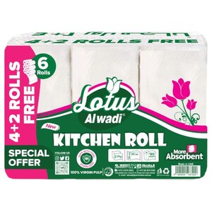 Lotus Alwadi Kitchen Roll 90 Sheets 4+2 Free