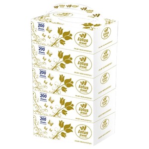 Lotus Alwadi 2Ply Facial Tissue 200 Sheets X5