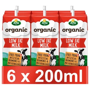 Arla Milk Organic Low Fat 200Ml X6