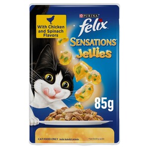 Felix Sensations Cat Food Jellies With Chicken And Spinach 85G
