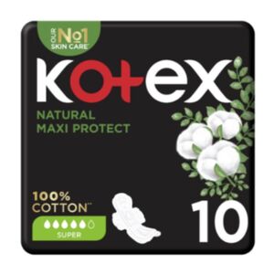 Kotex Feminine Pads Natural Maxi Protect Super 10 Pcs