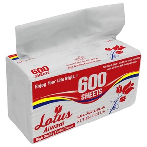 Lotus Alwadi Facial Tissue Super Lotus 600 Sheets