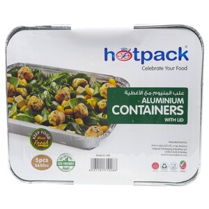 Hotpack Eco-Friendly Aluminum Containers With Lids 5 Pieces 3.65L