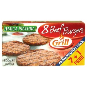 Amica Natura Beef Burgers 8 Pieces 800G