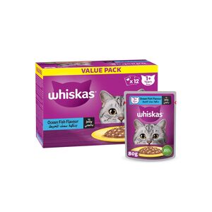 Whiskas Ocean Fish Flavor In Jelly Cat Food Value Pack 80 Gr 12 Pcs