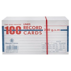 Bassile Freres Lined Record Cards Two Side Printed