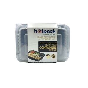 Hotpack Rectangular Microwavable Container + Lids Black 38 Oz 5 Pcs