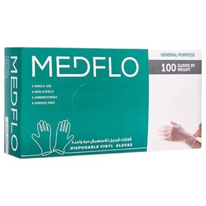 Medflo Vinyl Gloves Powder Free Small 100 Pieces