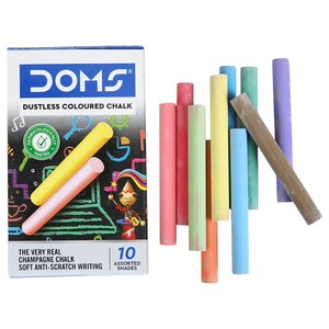 Doms Dustless Coloured Chalk 10 Pieces