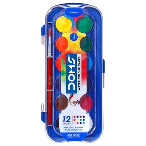 Doms Water Colour Cakes 12 Shades 23Mm
