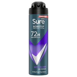 Sure Men Deodorant Active Dry Nonstop Protection Anti-Perspirantaerosol 150Ml