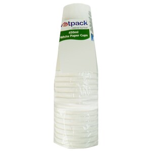 Hotpack White Paper Cup 15 Packs 16Oz 450Ml